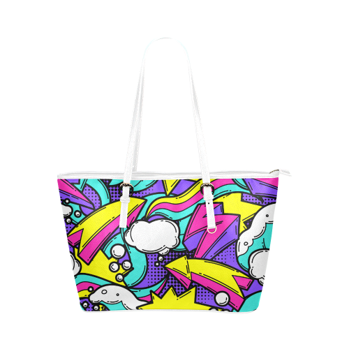 Fairlings Delight's Pop Art Collection- Comic Bubbles 53086arrows2w Leather Tote Bag/Small Leather Tote Bag/Small (Model 1651)