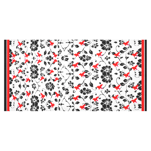 Tiny red and black florals cotton linen tablecloth 60x120 Cotton Linen Tablecloth 60"x120"