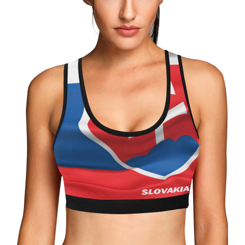Slovakia Flag Women's All Over Print Sports Bra (Model T52)