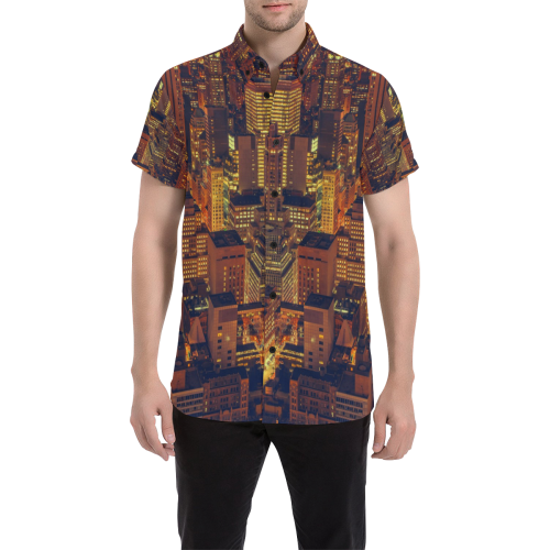 NYC LARGE Men's All Over Print Short Sleeve Shirt/Large Size (Model T53)