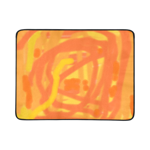 Orange  and Yellow Scribbles Beach Mat 78"x 60"