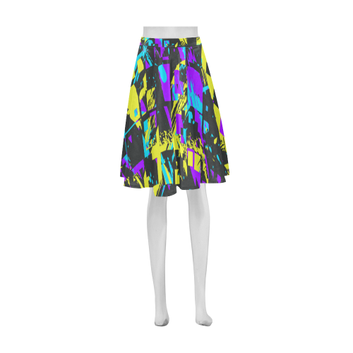 Purple yelllow squares Athena Women's Short Skirt (Model D15)