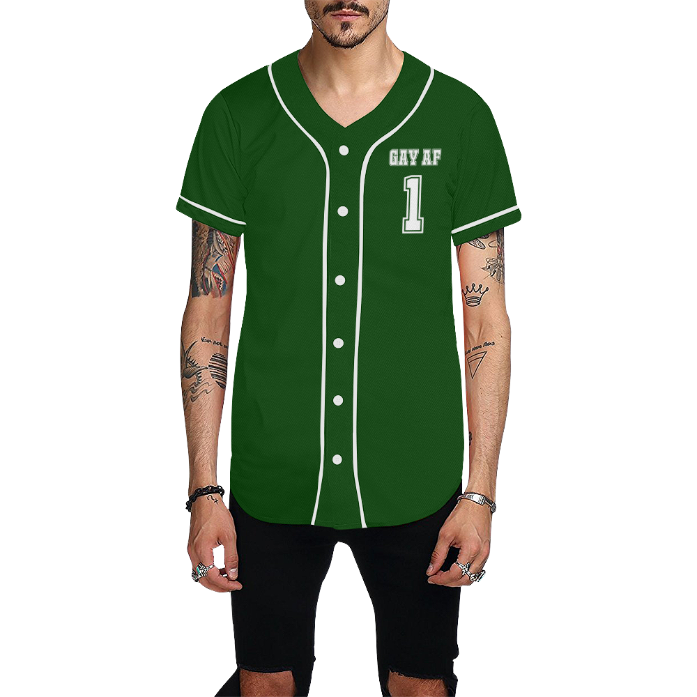 Gay AF Jersey   GREEN All Over Print Baseball Jersey for Men ...