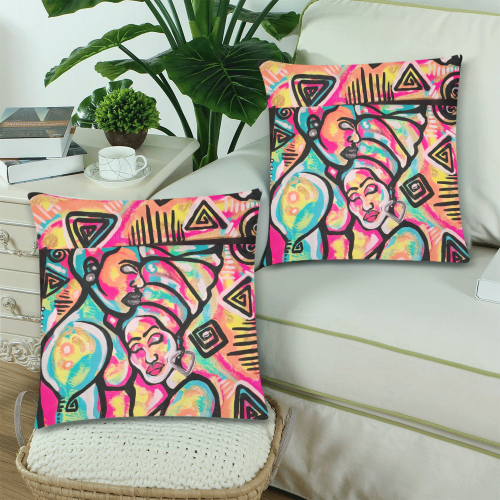 weus 2PC PILL Custom Zippered Pillow Cases 18"x 18" (Twin Sides) (Set of 2)