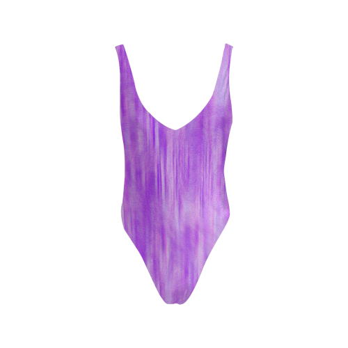 Purple Lavender Splash Sexy Low Back One-Piece Swimsuit (Model S09)