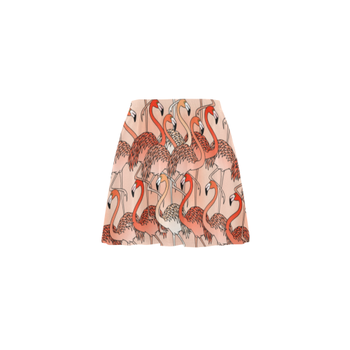 Living Coral Color Flamingos Mini Skating Skirt (Model D36)