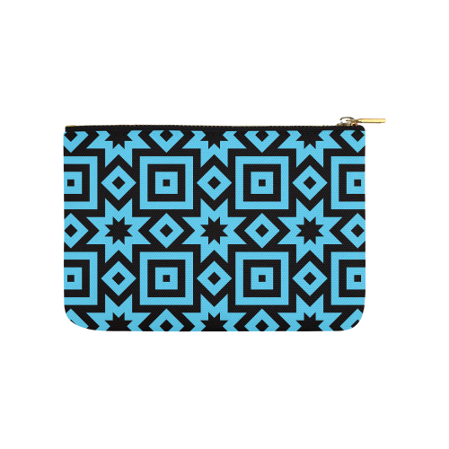 Blue/Black Geometric Pattern Carry-All Pouch 9.5''x6''