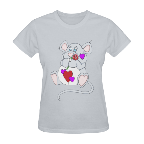 Valentine Mouse Grey Sunny Women's T-shirt (Model T05)