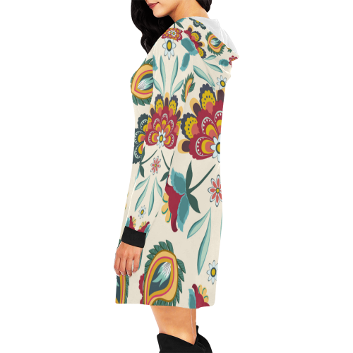 Awesome Batik Floral All Over Print Hoodie Mini Dress (Model H27)