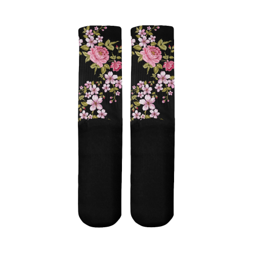 Pure Nature - Summer Of Pink Roses 1 Mid-Calf Socks (Black Sole)