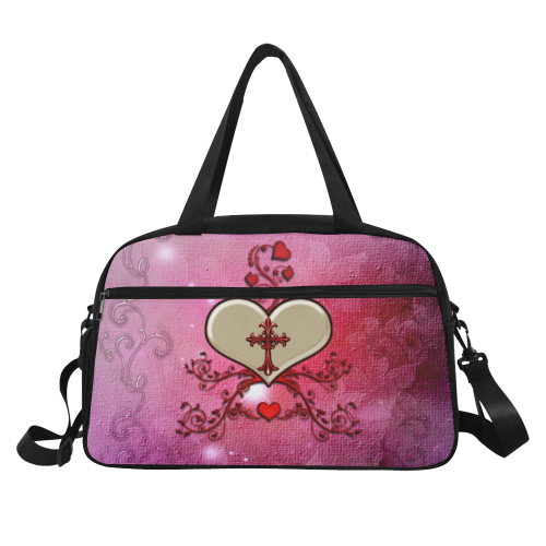 Wonderful heart with cross Fitness Handbag (Model 1671)