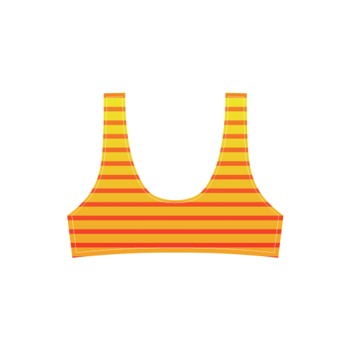 Orange Stripes on Yellow Sport Top & High-Waisted Bikini Swimsuit (Model S07)