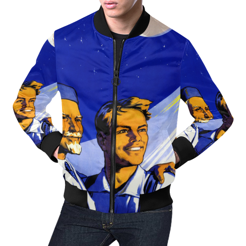 Glory to the workers of Soviet science and technol All Over Print Bomber Jacket for Men/Large Size (Model H19)