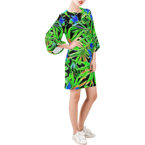 Pretty Leaves 4C by JamColors Bell Sleeve Dress (Model D52)