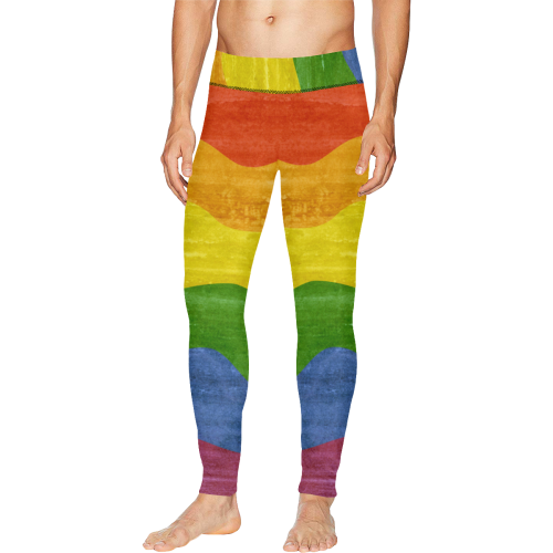 Gay Pride - Rainbow Flag Waves Stripes 3 Men's All Over Print Leggings (Model L38)