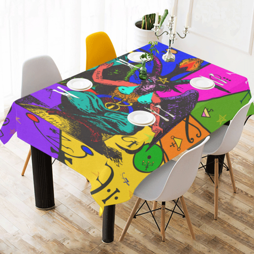 Awesome Baphomet Popart Cotton Linen Tablecloth 60" x 90"