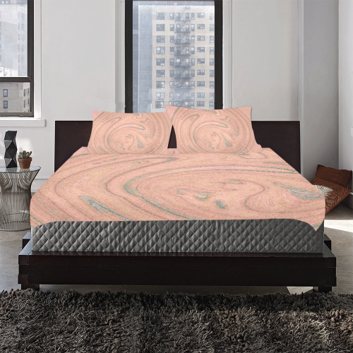 Modern Nauture's Grain Peach Multi 3-Piece Bedding Set