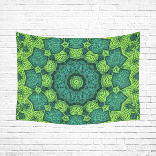 Green Theme Mandala Cotton Linen Wall Tapestry 80"x 60"