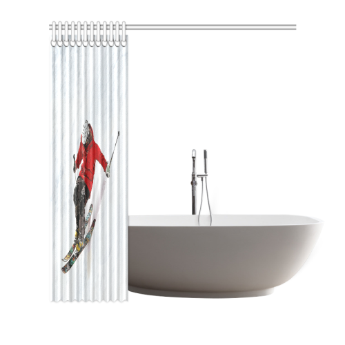 Daring Skier Flying Down a Steep Slope Shower Curtain 72"x72"