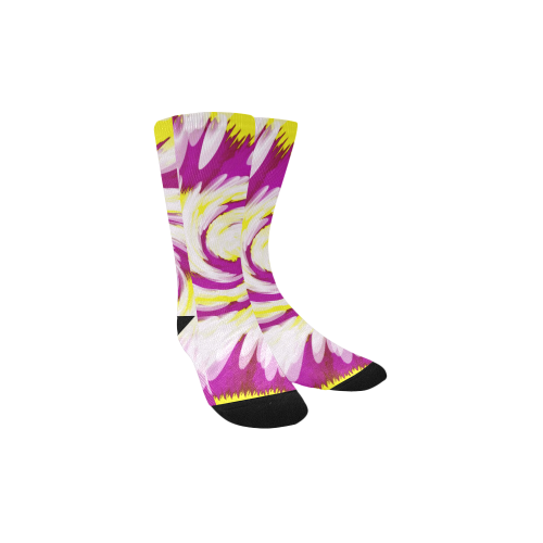 Pink Yellow Tie Dye Swirl Abstract Kids' Custom Socks