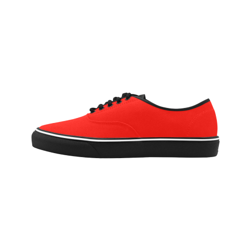 color candy apple red Classic Men's Canvas Low Top Shoes/Large (Model E001-4)