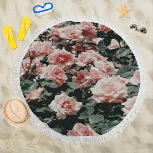 Roseflowers Circular Beach Shawl 59"x 59"