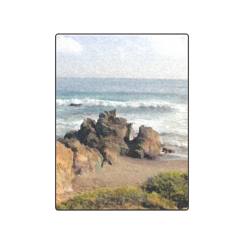 Golden Boulders at Entry to Cambria Beach Blanket 50"x60"