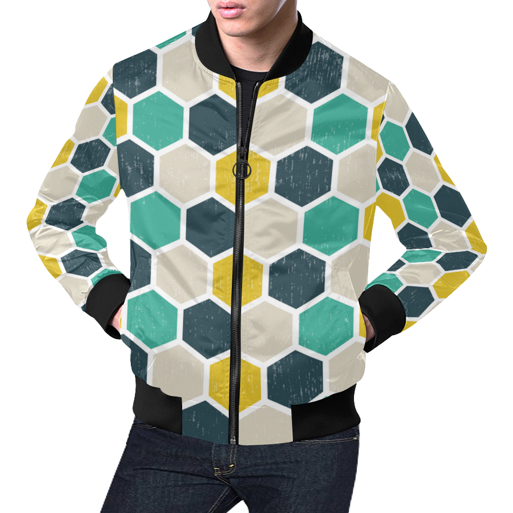 Trendy Geometric Print Bomber Jacket main image 1