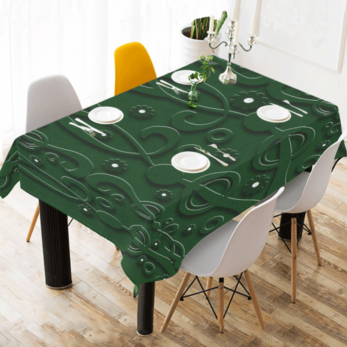 Dark Fern Cotton Linen Tablecloth 52"x 70"