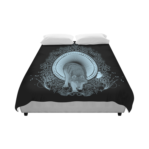 Wolf in black and blue Duvet Cover 86"x70" ( All-over-print)