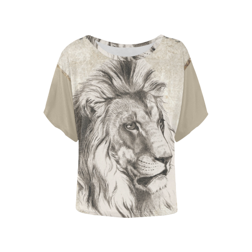 lion-1667472 Women's Batwing-Sleeved Blouse T shirt (Model T44)