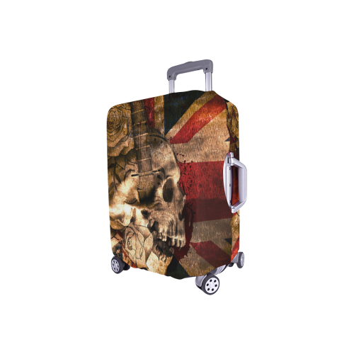 Grunge Skull and British Flag Luggage Cover/Small 18"-21"