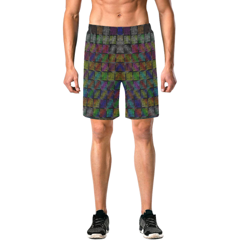 Ripped SpaceTime Stripes Collection Men's All Over Print Elastic Beach Shorts (Model L20)