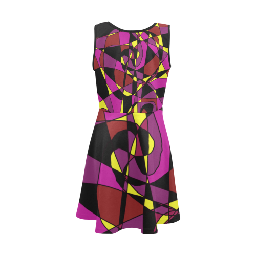Multicolor Abstract Design S2020 Girls' Sleeveless Sundress (Model D56)