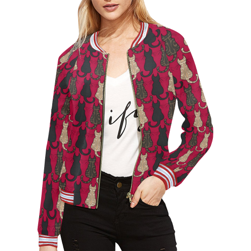 Back of Cats All Over Print Bomber Jacket for Women (Model H21)