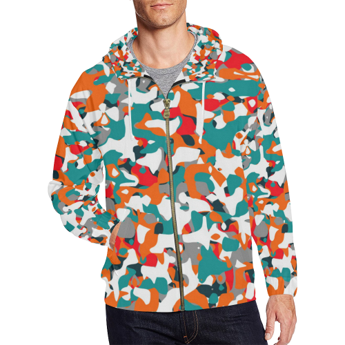POP ART CAMOUFLAGE 1 All Over Print Full Zip Hoodie for Men/Large Size (Model H14)