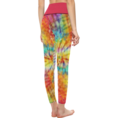 Whimsical Rainbow Tie Dye Women's All Over Print High-Waisted Leggings (Model L36)