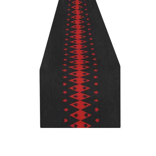 Black and Red Playing Card Shapes Table Runner 16x72 inch
