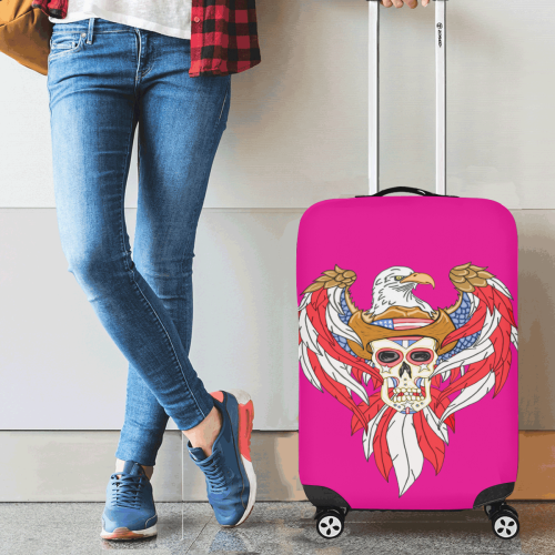 American Eagle Sugar Skull Pink Luggage Cover/Small 18"-21"