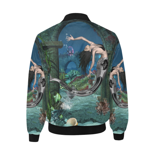 Wonderful mermaid All Over Print Quilted Bomber Jacket for Men (Model H33)