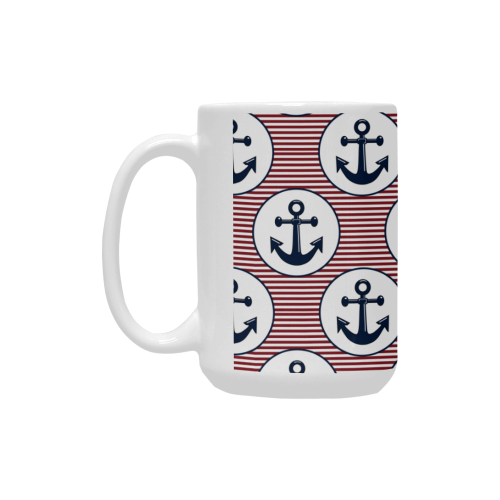 navy and red anchor nautical design Custom Ceramic Mug (15OZ)