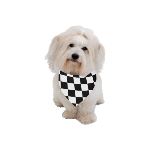 Black White Checkers Pet Dog Bandana/Large Size