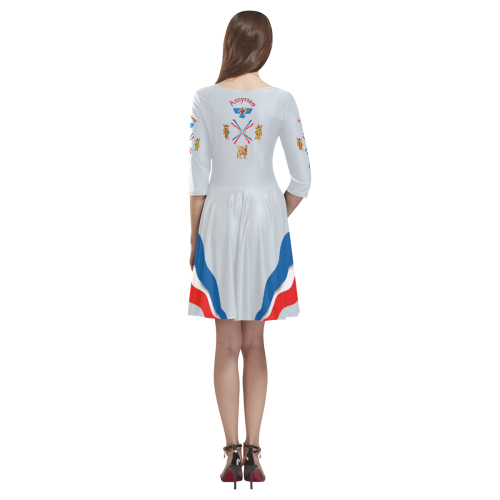 Assyrian Flag Tethys Half-Sleeve Skater Dress(Model D20)