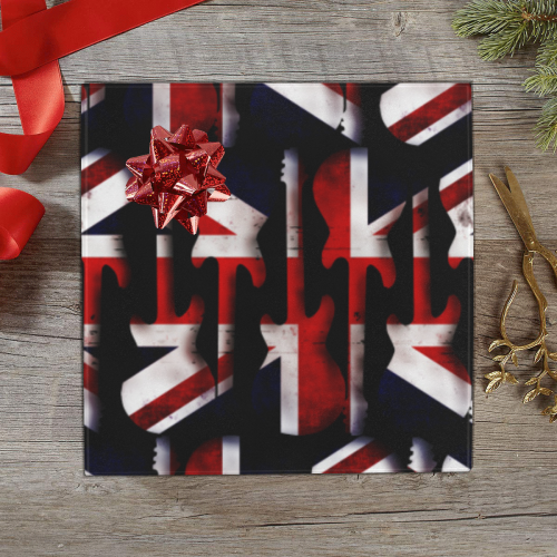 Union Jack British UK Flag Guitars Gift Wrapping Paper 58"x 23" (5 Rolls)