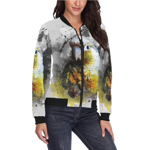 bird parrot art #parrot #bird All Over Print Bomber Jacket for Women (Model H36)