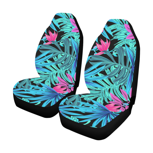 Tropical Aqua And Pink Leaves Car Seat Covers (Set of 2)
