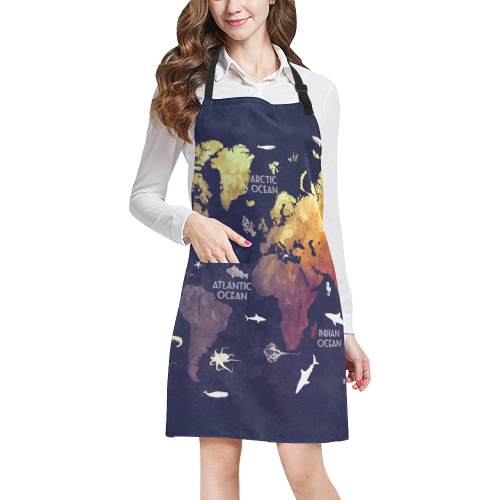 ocean world map All Over Print Apron