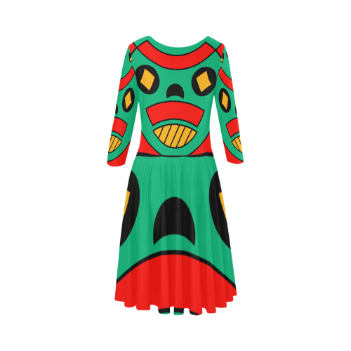 African Scary Tribal Elbow Sleeve Ice Skater Dress (D20)
