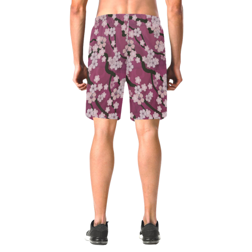 Sakura Breeze Peaceful Plum Men's All Over Print Elastic Beach Shorts (Model L20)