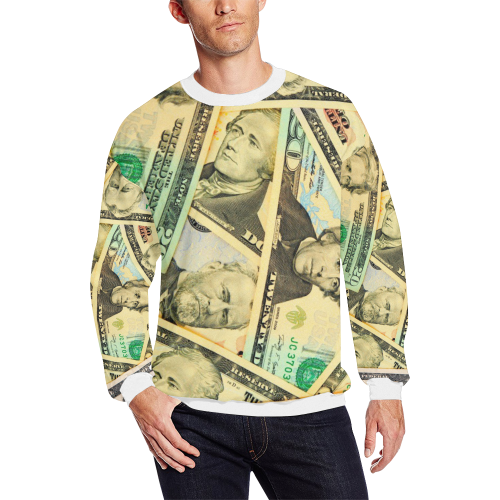 US DOLLARS Men's Oversized Fleece Crew Sweatshirt (Model H18)